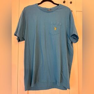 U.S. Polo Assn. Blue Short Sleeve Tee Men’s with Pocket & Polo Rider EUC!